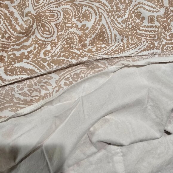 Lands' End Lined Paisley Skirt Cotton Tan White Zip Pockets Size 12 - Picture 9 of 9